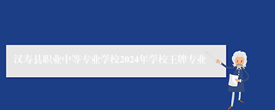 汉寿县职业中等专业学校2024年学校王牌专业