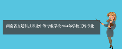 湖南省交通科技职业中等专业学校2024年学校王牌专业