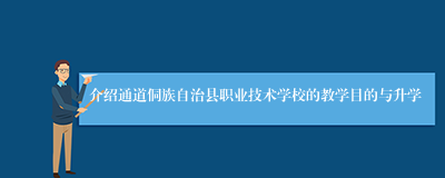 介绍通道侗族自治县职业技术学校的教学目的与升学