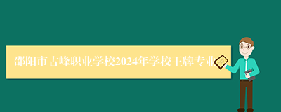 邵阳市古峰职业学校2024年学校王牌专业