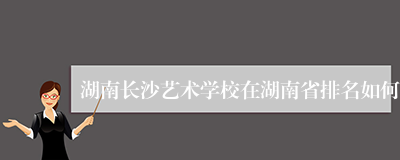 湖南长沙艺术学校在湖南省排名如何