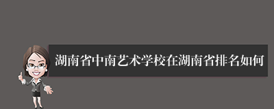 湖南省中南艺术学校在湖南省排名如何