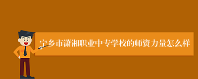 宁乡市潇湘职业中专学校的师资力量怎么样