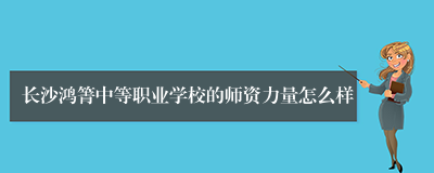 长沙鸿箐中等职业学校的师资力量怎么样