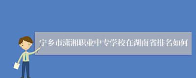 宁乡市潇湘职业中专学校在湖南省排名如何