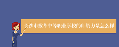 长沙市拔萃中等职业学校的师资力量怎么样