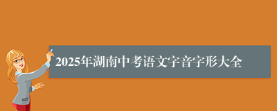 2025年湖南中考语文字音字形大全