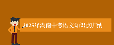 2025年湖南中考语文知识点归纳