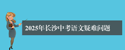 2025年长沙中考语文疑难问题