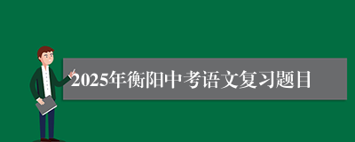 2025年衡阳中考语文复习题目