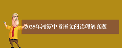 2025年湘潭中考语文阅读理解真题