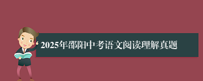 2025年邵阳中考语文阅读理解真题