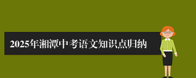 2025年湘潭中考语文知识点归纳