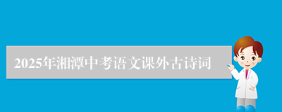 2025年湘潭中考语文课外古诗词