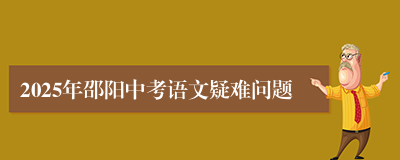 2025年邵阳中考语文疑难问题