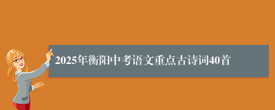 2025年衡阳中考语文重点古诗词40首