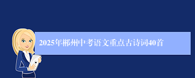 2025年郴州中考语文重点古诗词40首