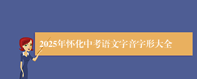 2025年怀化中考语文字音字形大全