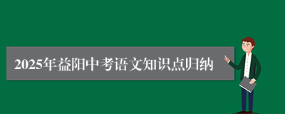 2025年益阳中考语文知识点归纳