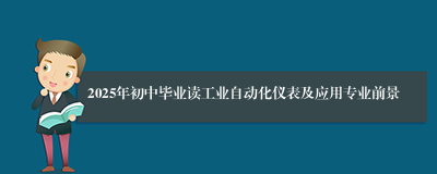 2025年初中毕业读工业自动化仪表及应用专业前景