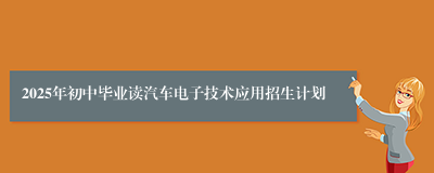 2025年初中毕业读汽车电子技术应用招生计划