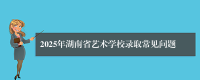 2025年湖南省艺术学校录取常见问题