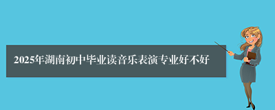 2025年湖南初中毕业读音乐表演专业好不好