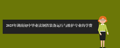 2025年湖南初中毕业读钢铁装备运行与维护专业的学费