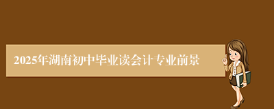 2025年湖南初中毕业读会计专业前景