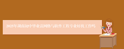 2025年湖南初中毕业读网络与软件工程专业好找工作吗