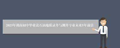 2025年湖南初中毕业读石油地质录井与测井专业未来5年前景