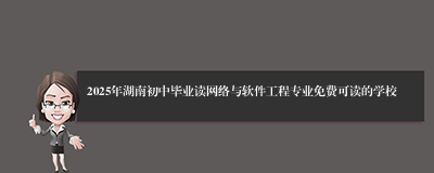 2025年湖南初中毕业读网络与软件工程专业免费可读的学校