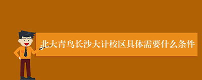 北大青鸟长沙大计校区具体需要什么条件