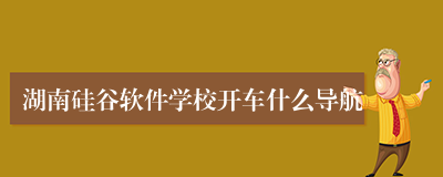 湖南硅谷软件学校开车什么导航