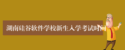 湖南硅谷软件学校新生入学考试时间