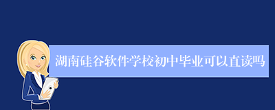 湖南硅谷软件学校初中毕业可以直读吗