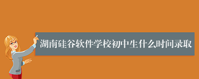 湖南硅谷软件学校初中生什么时间录取