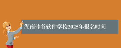 湖南硅谷软件学校2025年报名时间