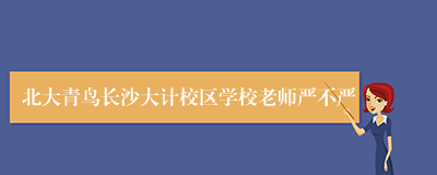 北大青鸟长沙大计校区学校老师严不严