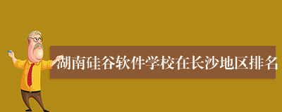 湖南硅谷软件学校在长沙地区排名