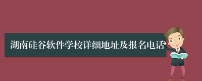 湖南硅谷软件学校详细地址及报名电话