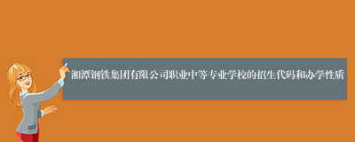 湘潭钢铁集团有限公司职业中等专业学校的招生代码和办学性质