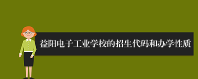 益阳电子工业学校的招生代码和办学性质