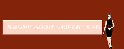 湖南民办中专就业好的专业排名前十的学校