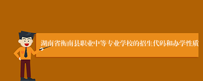 湖南省衡南县职业中等专业学校的招生代码和办学性质