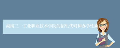 湖南三一工业职业技术学院的招生代码和办学性质