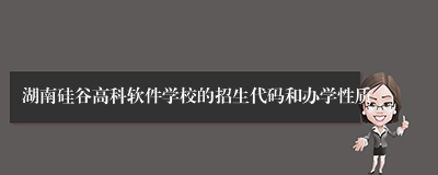 湖南硅谷高科软件学校的招生代码和办学性质