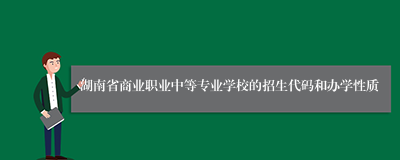 湖南省商业职业中等专业学校的招生代码和办学性质