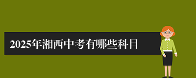 2025年湘西中考有哪些科目