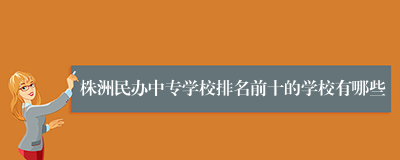 株洲民办中专学校排名前十的学校有哪些